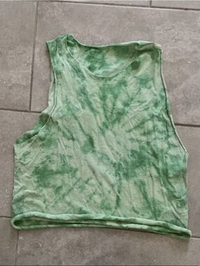 Tie-Dye Sleeveless Crop Tank Top - Green